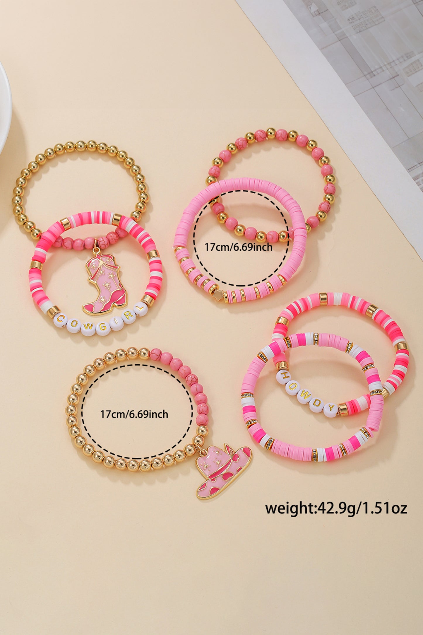 HOWDY COWGIRL Beaded Stretch Bracelet Set