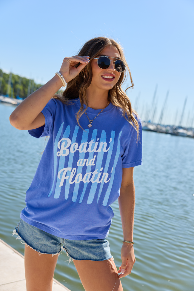 Boatin' And Floatin' Blue Comfort Colors Graphic Tee