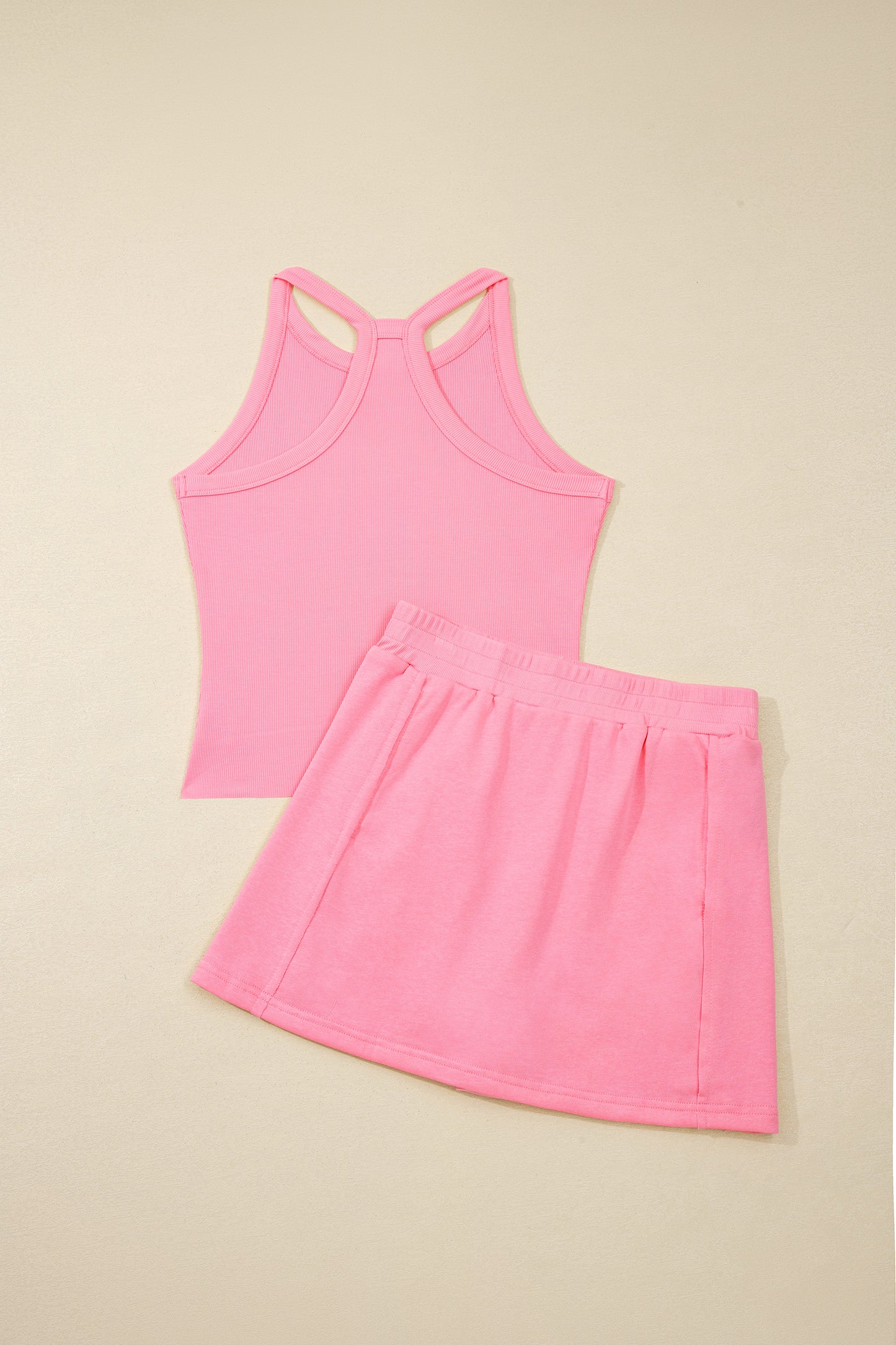 Slim Tank Top Elastic Waist Mini Skort 2pcs Outfit
