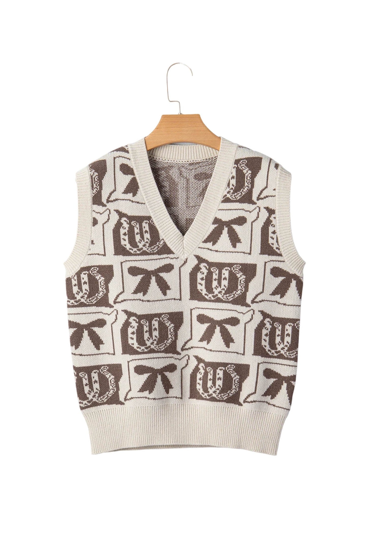 Horseshoe Bow Printed Sweater Vest