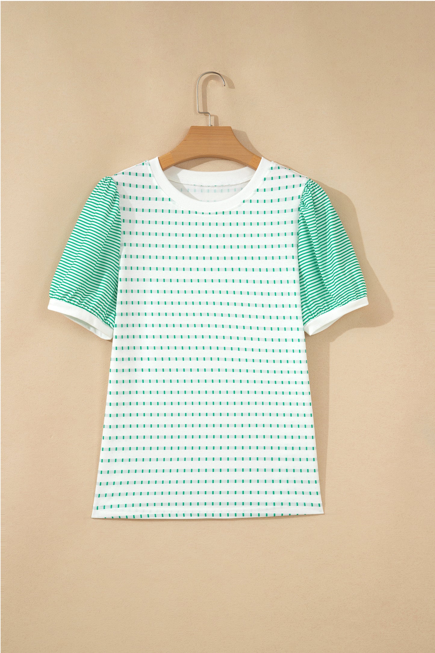 Striped Short Puff Sleeve Top