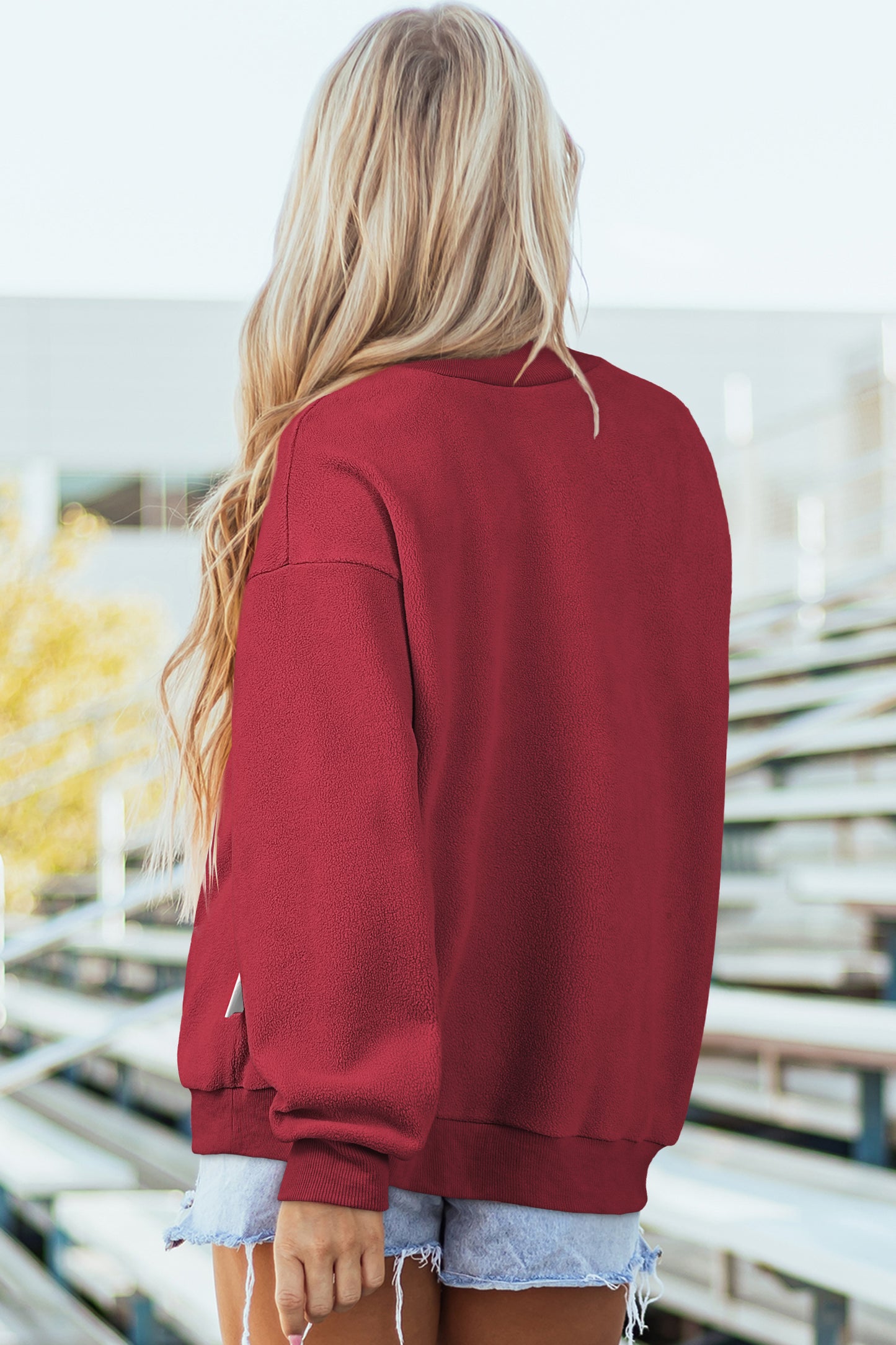 Tillandsia Purple Oversize Drop Shoulder Reversible Mock Neck Sweatshirt