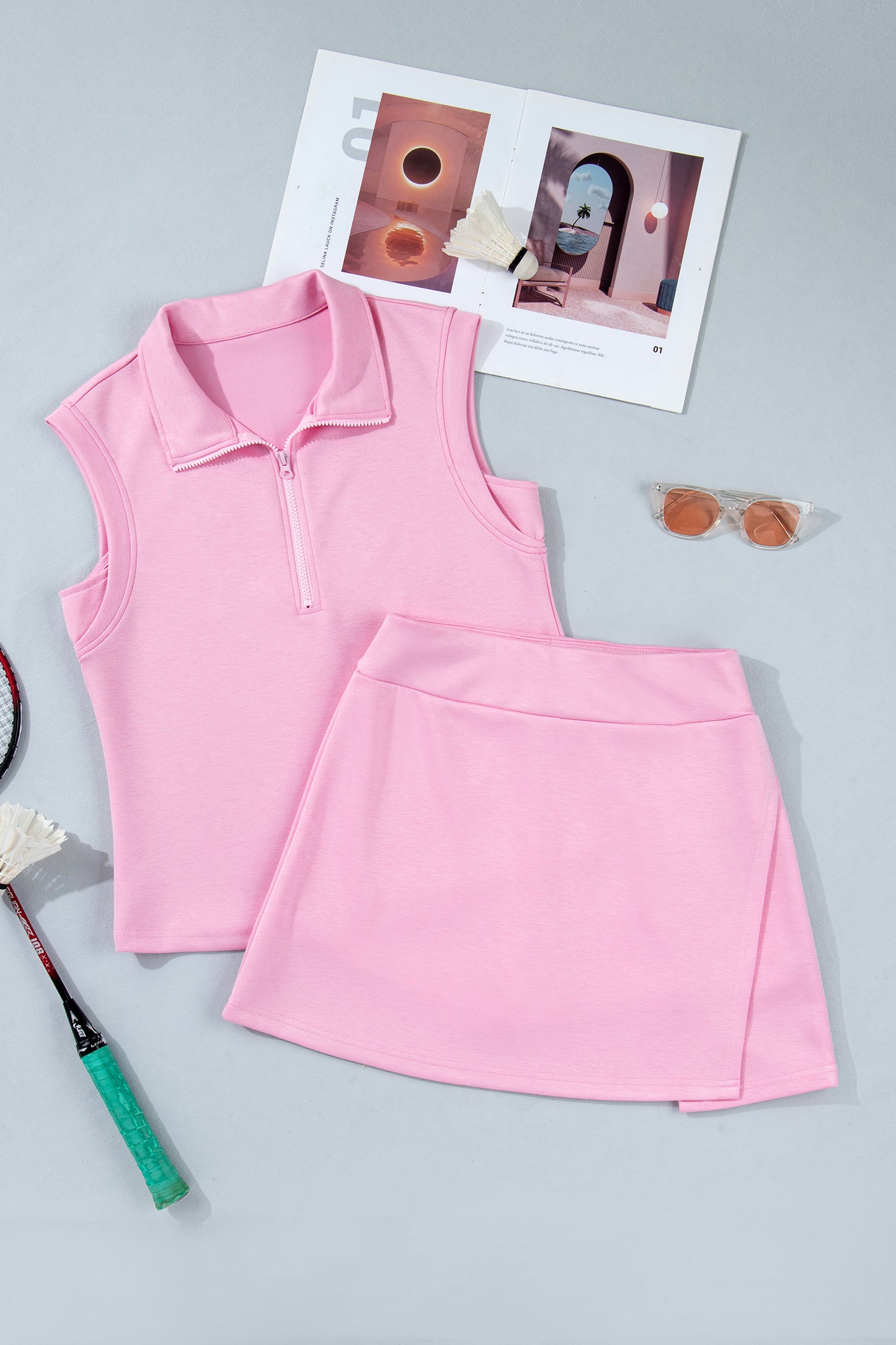 Sleeveless Zipped Tank & Skort Set