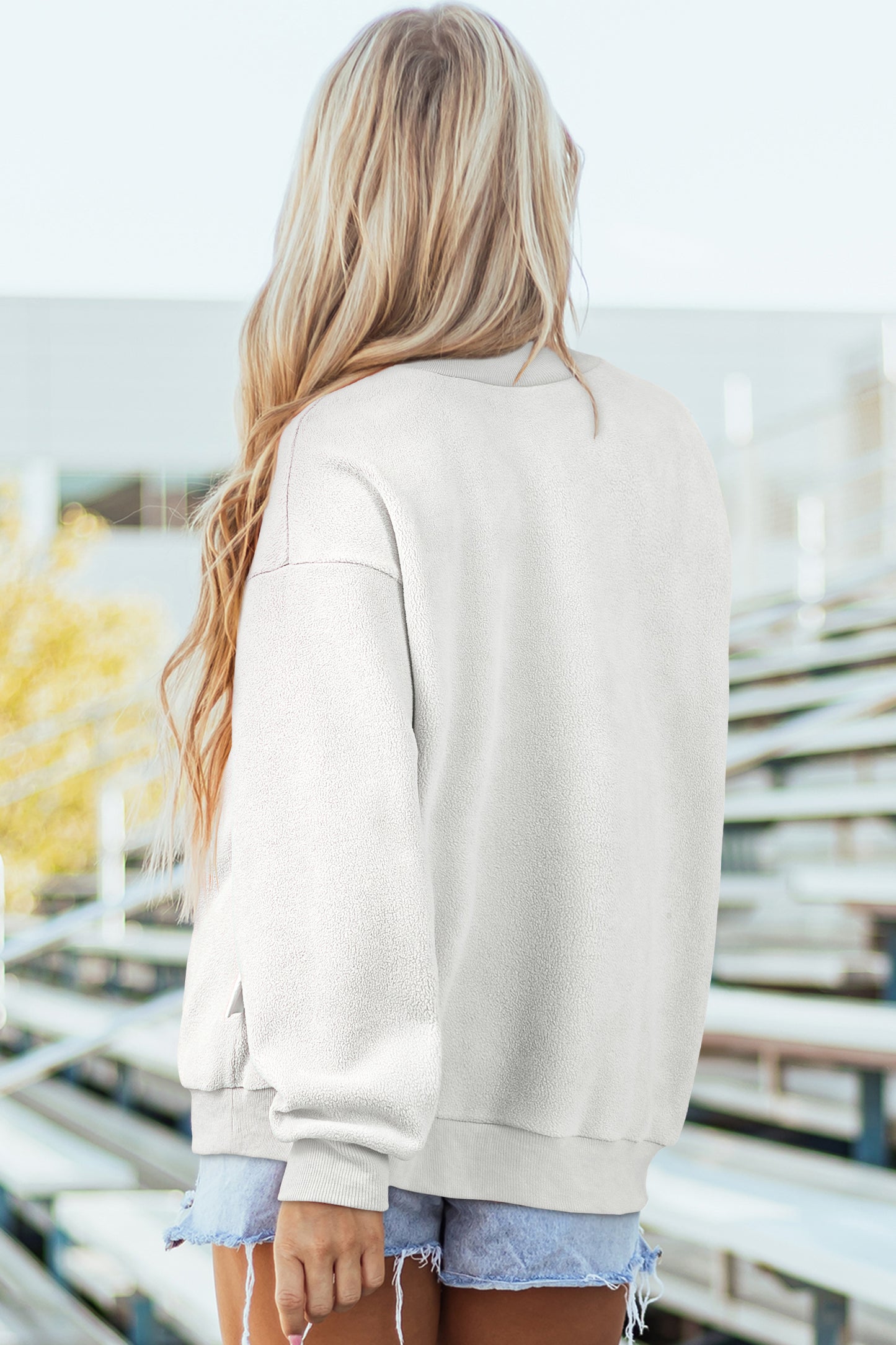 Tillandsia Purple Oversize Drop Shoulder Reversible Mock Neck Sweatshirt