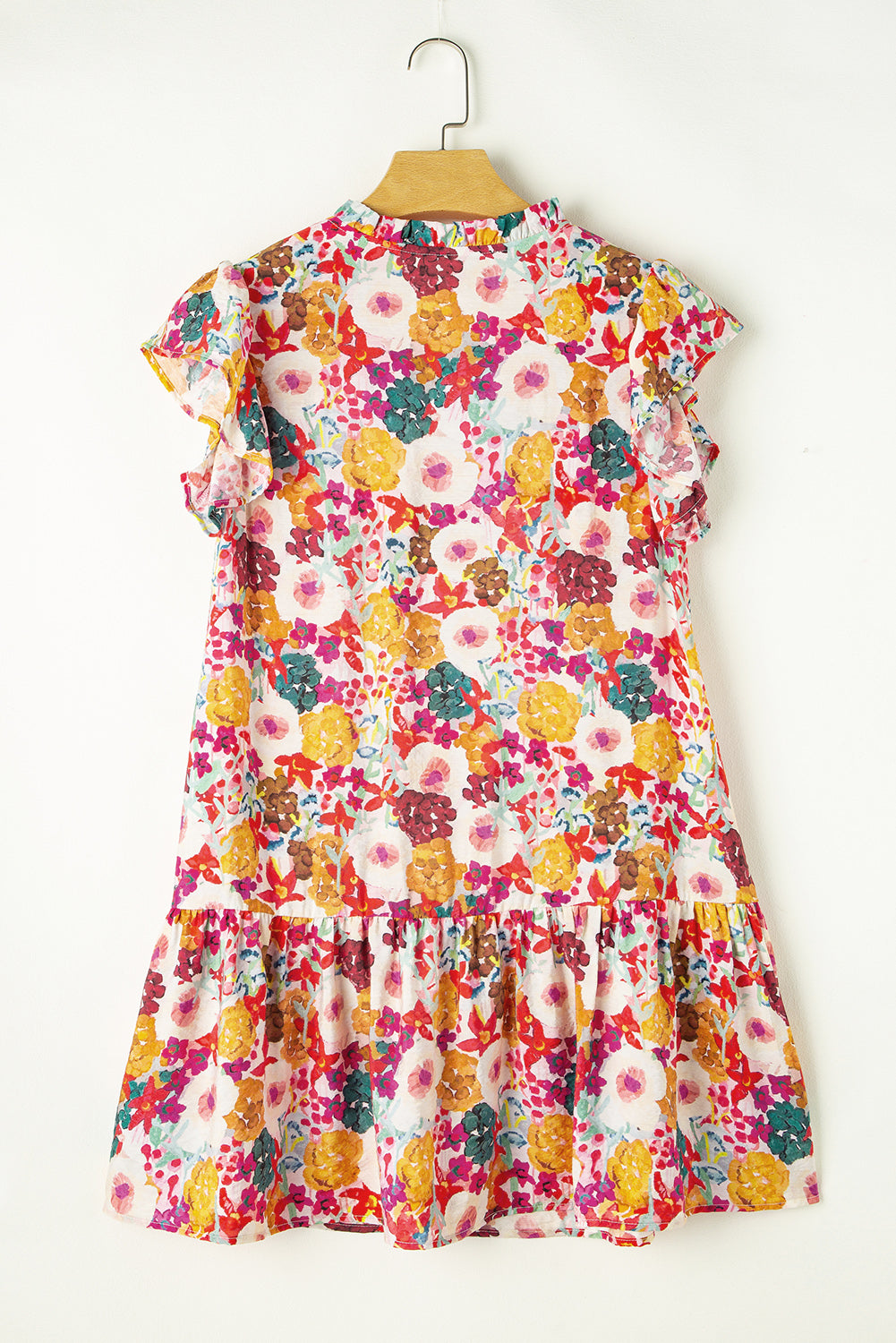 Floral Print Flutter Sleeve Dress
