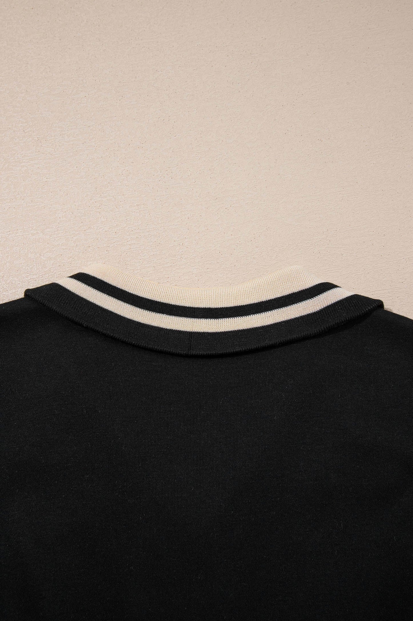 Black Striped Webbing Trim Preppy Polo Tee Dress