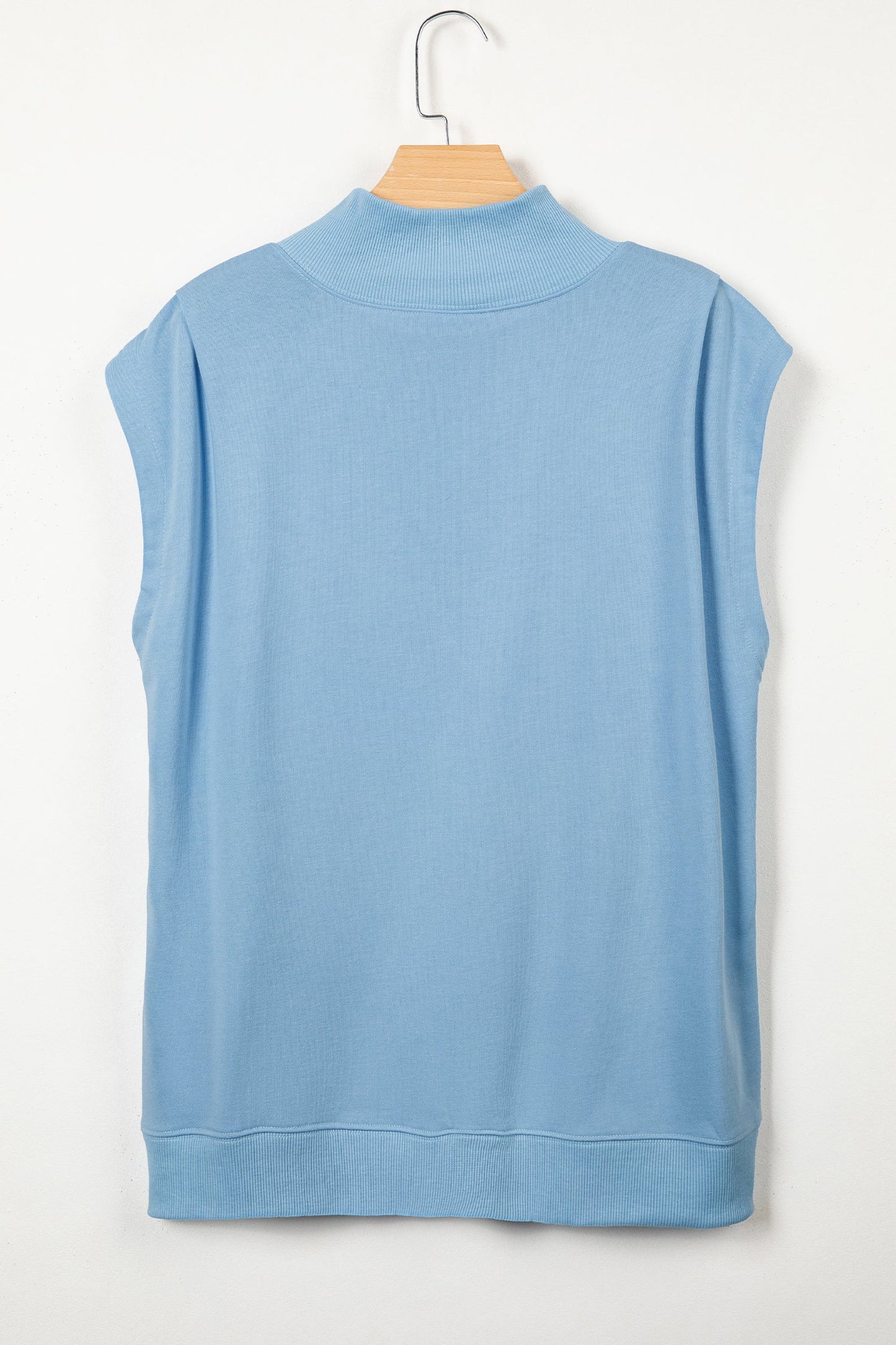 Myosotis Solid Color High Neck Cap Sleeve Loose Top