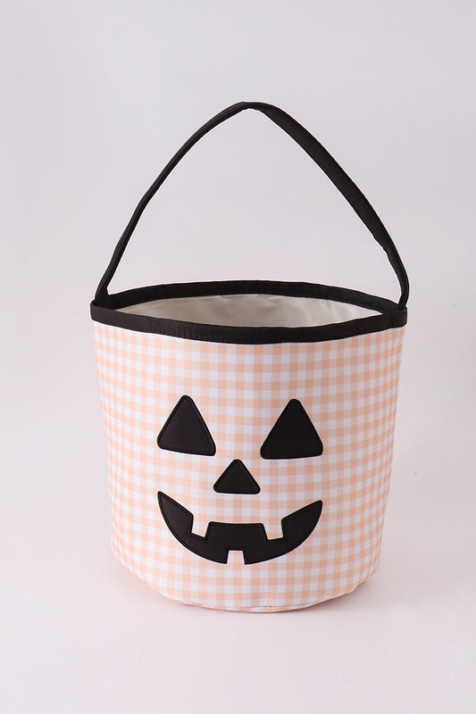 Pumpkin Applique Gingham Basket