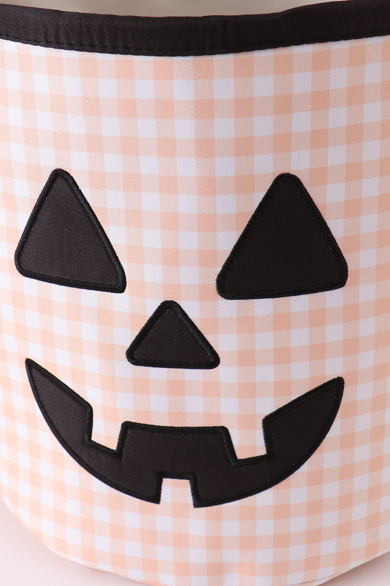 Pumpkin Applique Gingham Basket