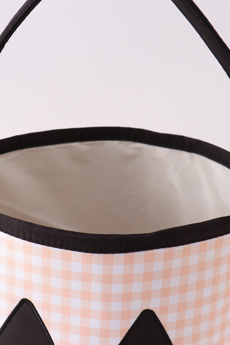 Pumpkin Applique Gingham Basket