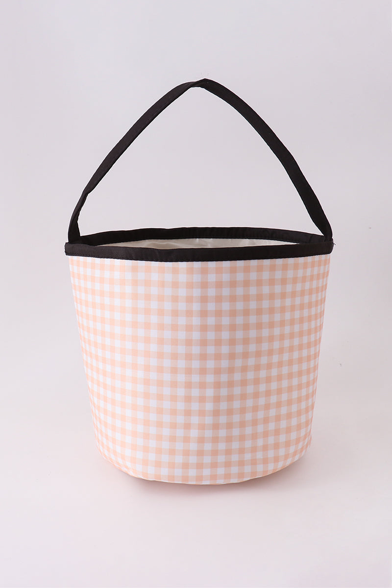Pumpkin Applique Gingham Basket
