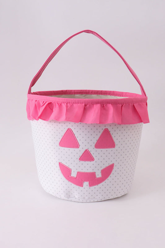 Pumpkin Applique dot Ruffle Basket