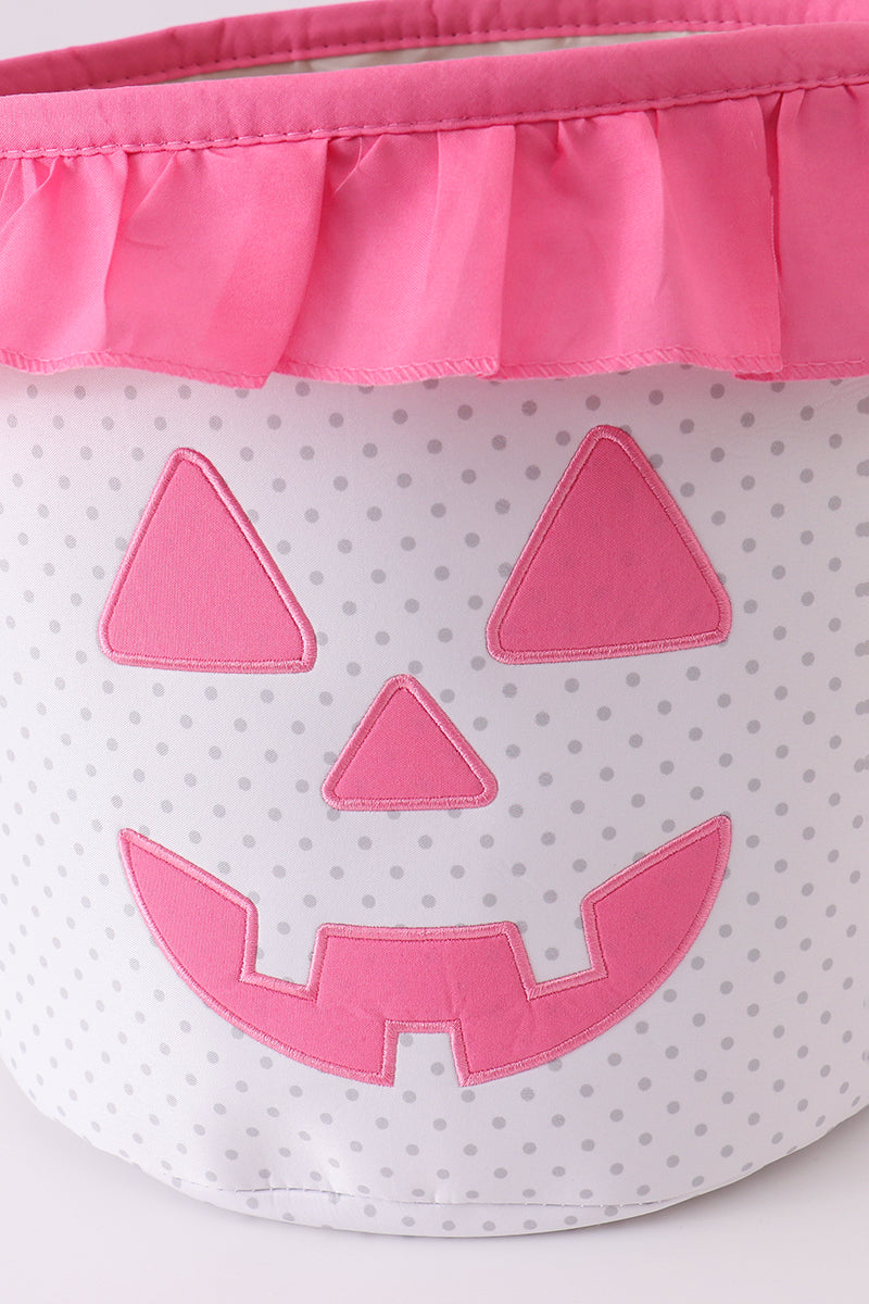 Pumpkin Applique dot Ruffle Basket