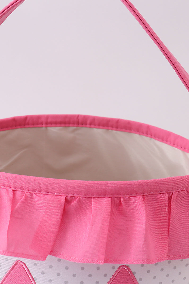 Pumpkin Applique dot Ruffle Basket