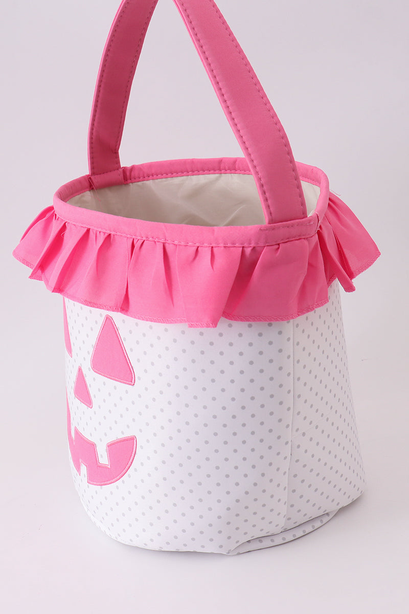 Pumpkin Applique dot Ruffle Basket