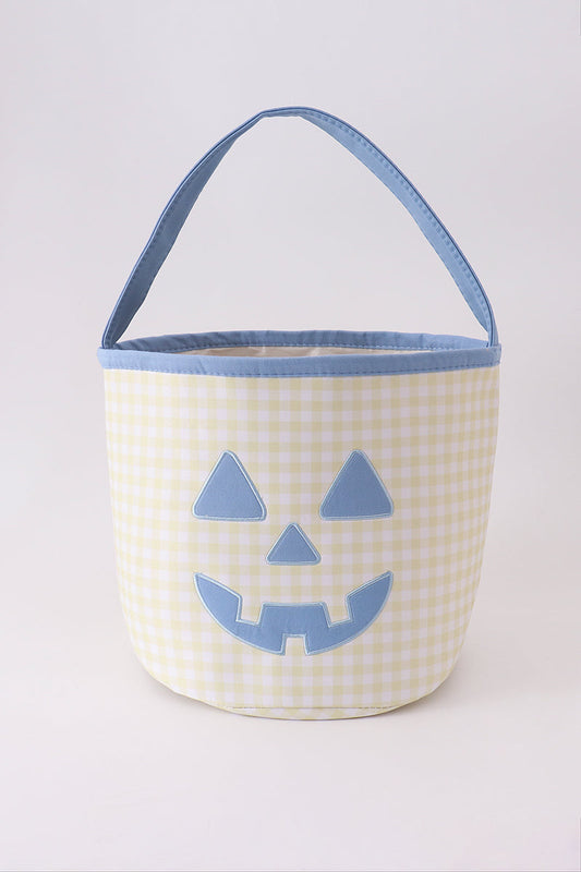Pumpkin Applique Gingham Basket