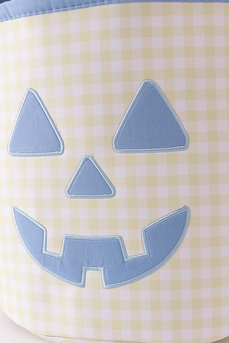 Pumpkin Applique Gingham Basket