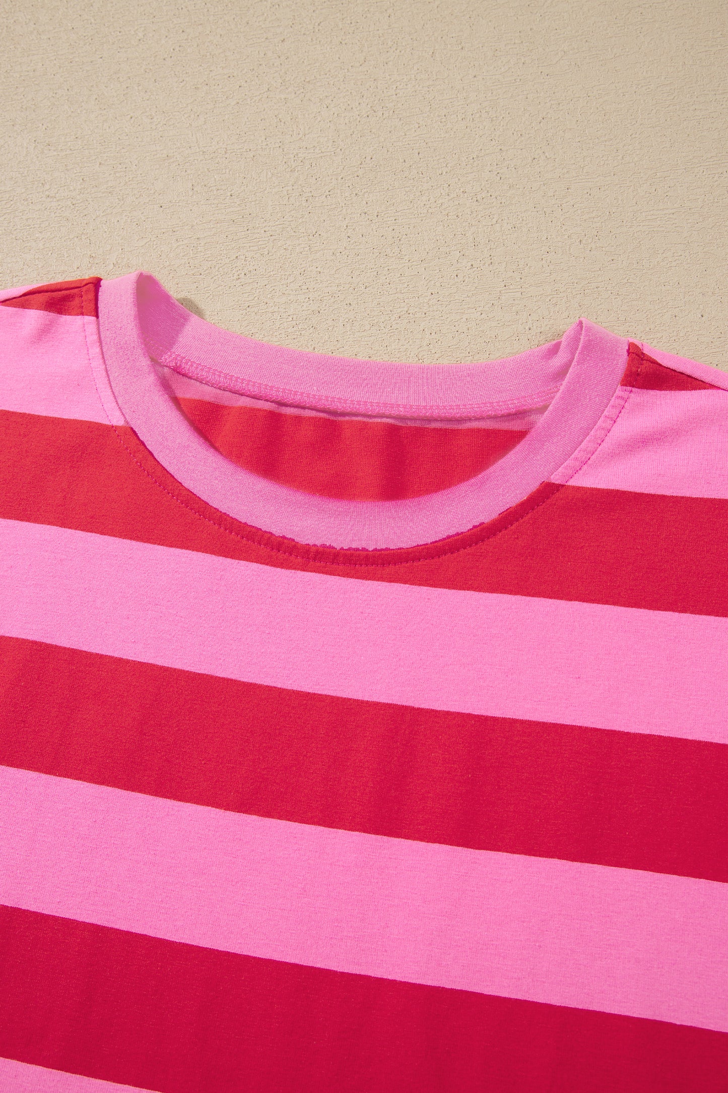 Stripe Cuffed Short Sleeve Pocketed Casual T Shirt Long Dress
