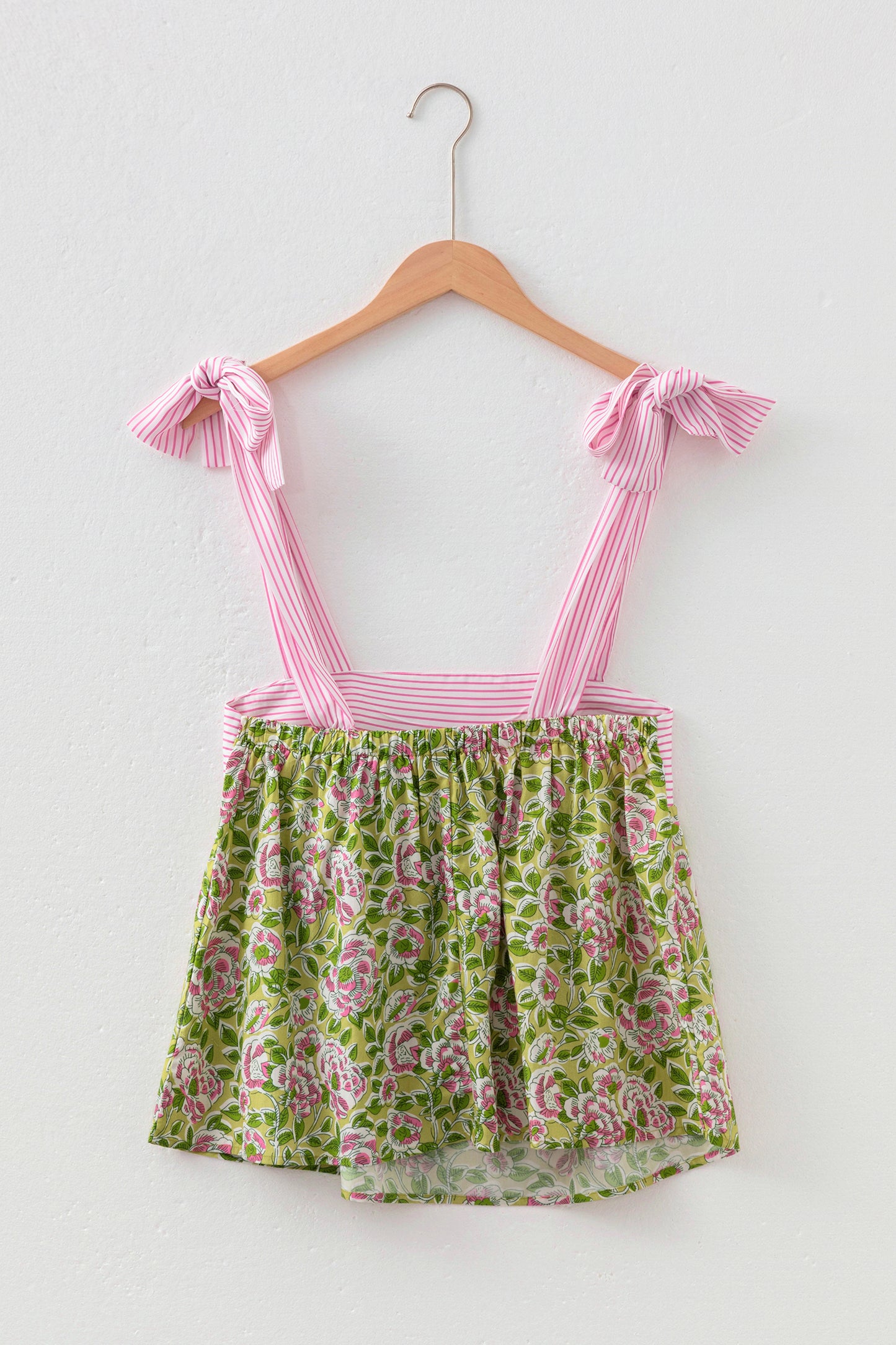 Floral Printed Knot Straps Babydoll Tank Top