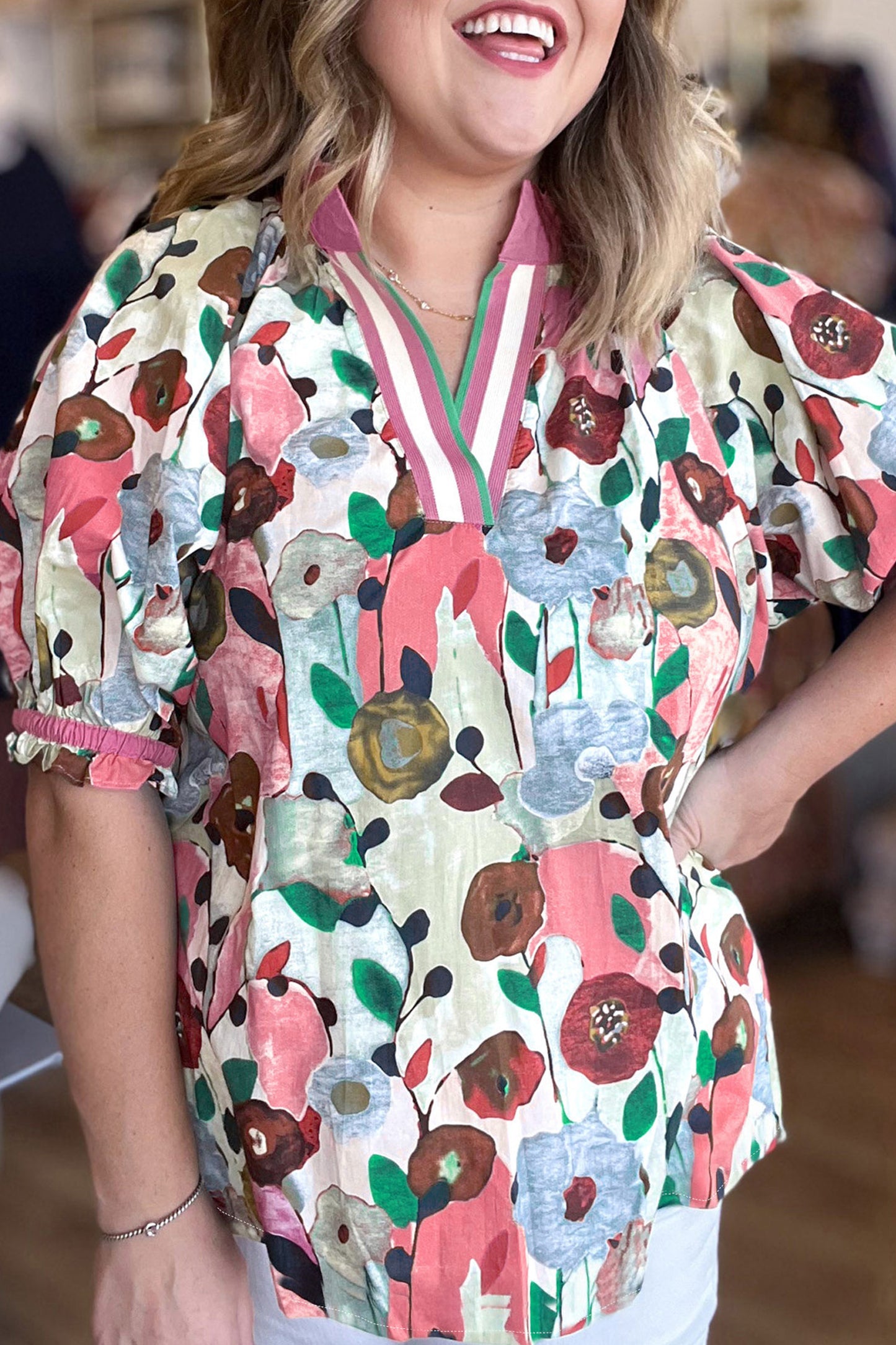 Puff Sleeve Floral Blouse