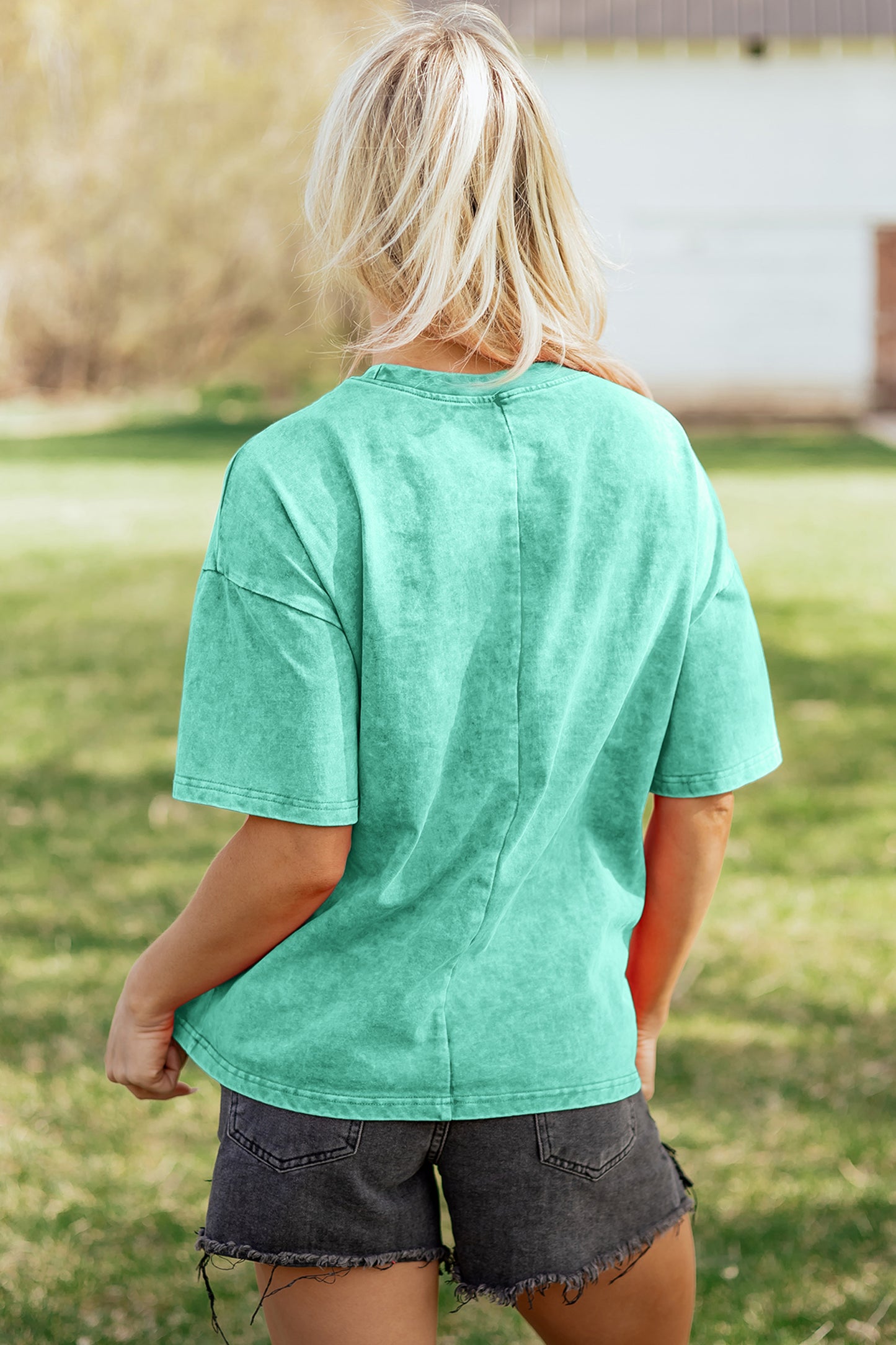 Sachet Pink Solid Color Cotton Mineral Washed Oversize Tee