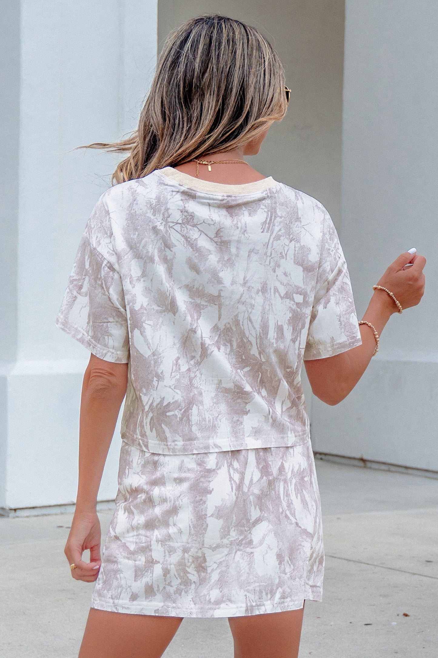 Woodland Camo Print Cropped Skirt Set
