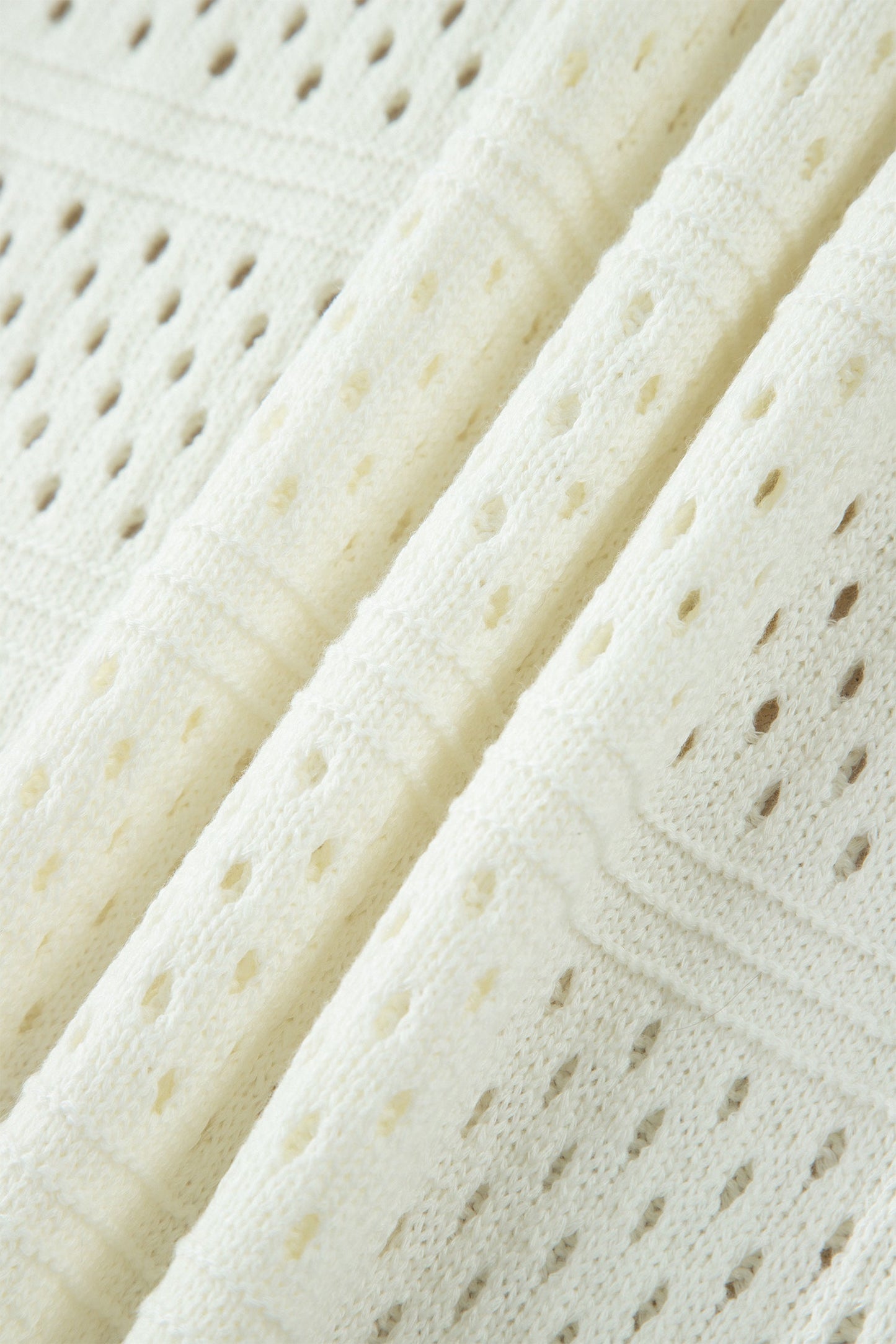 Eyelet Ribbed Trim Short Sleeve Dolman Sweater