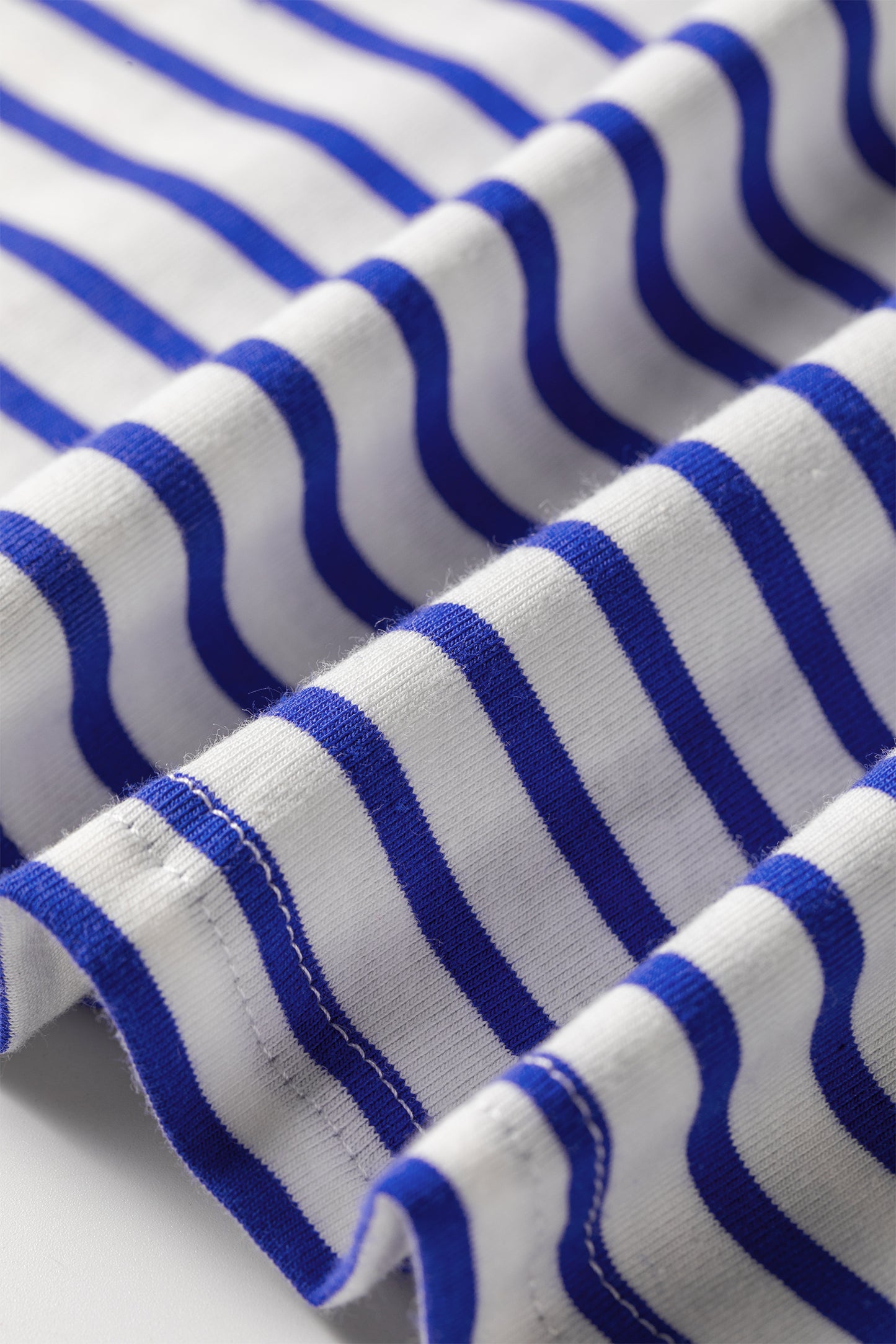 Stripe Contrast Trim Round Neck Cap Sleeve Tee
