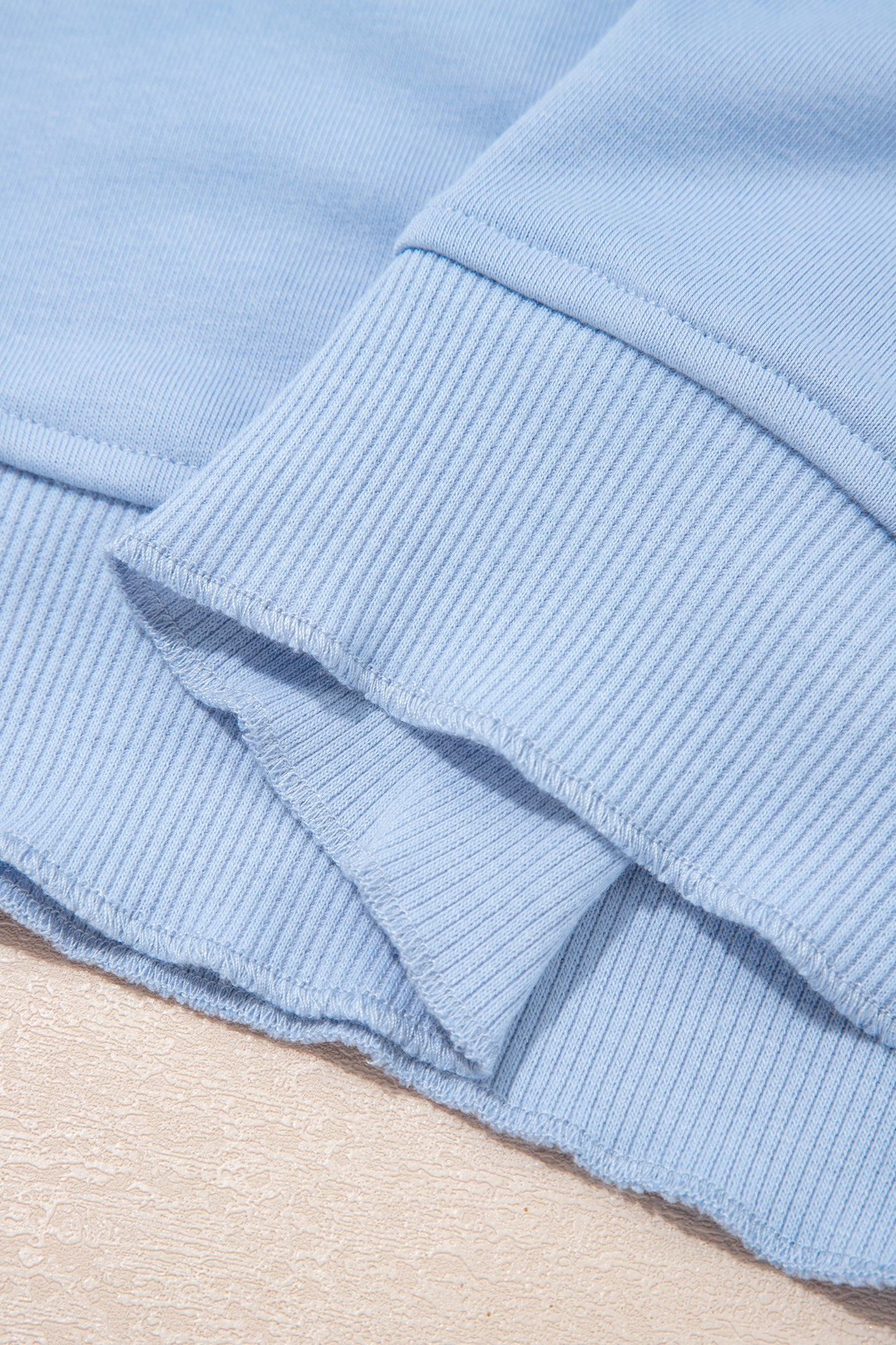 Sky Blue Lace Accent Zipped Collar Sweatpants Set