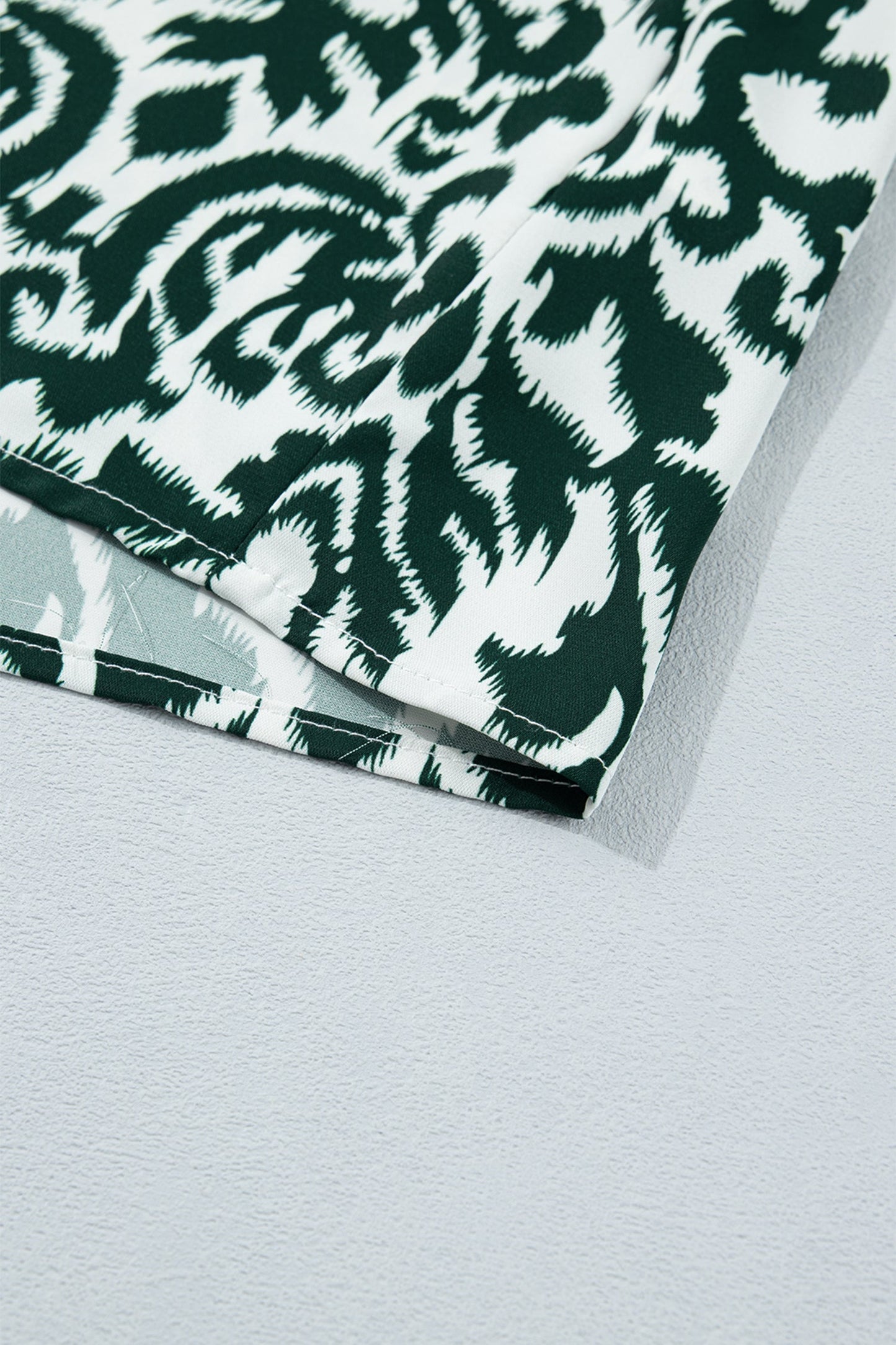 Green Damask Print Blouse