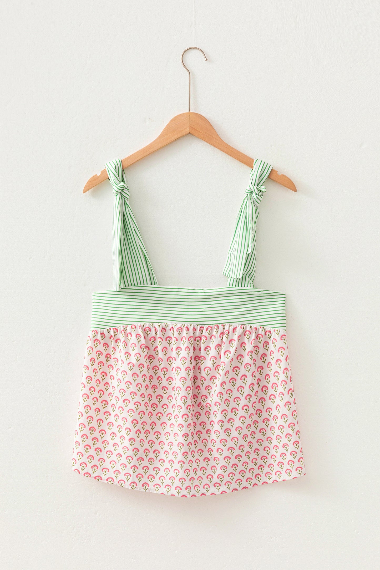 Floral Printed Knot Straps Babydoll Tank Top
