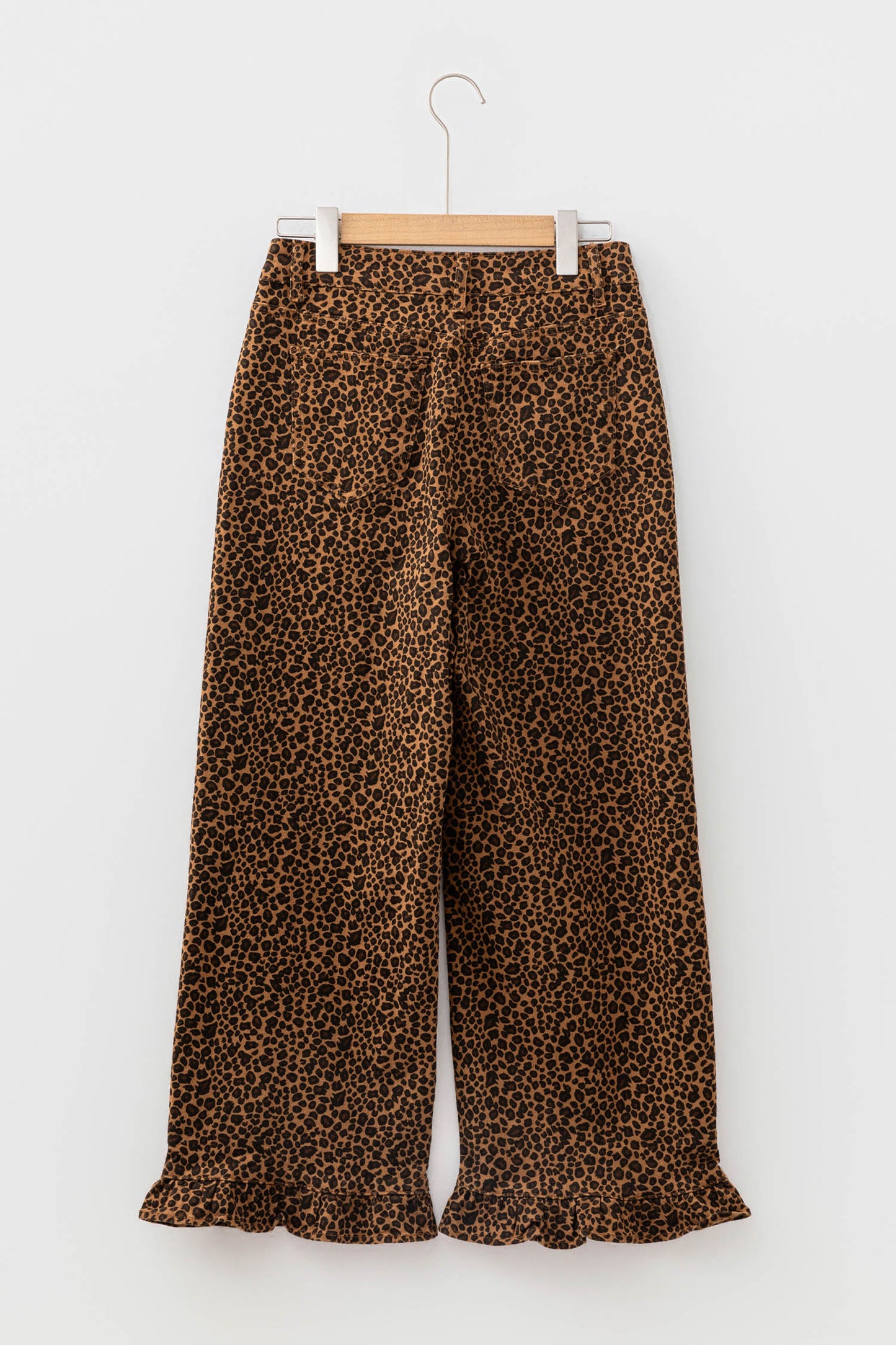 Leopard Print Ruffled Hem Shift Jeans