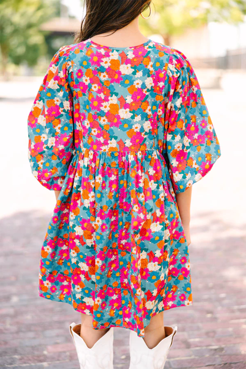 Floral Print Tie Babydoll Dress