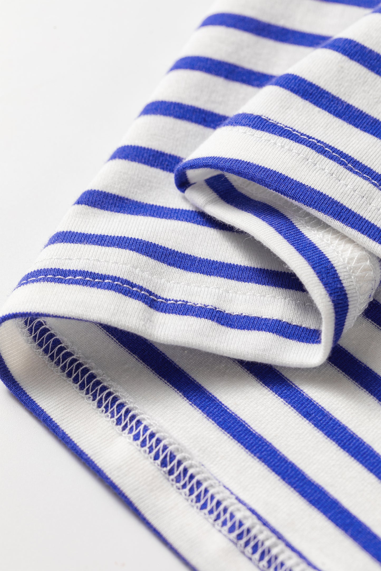 Stripe Contrast Trim Round Neck Cap Sleeve Tee