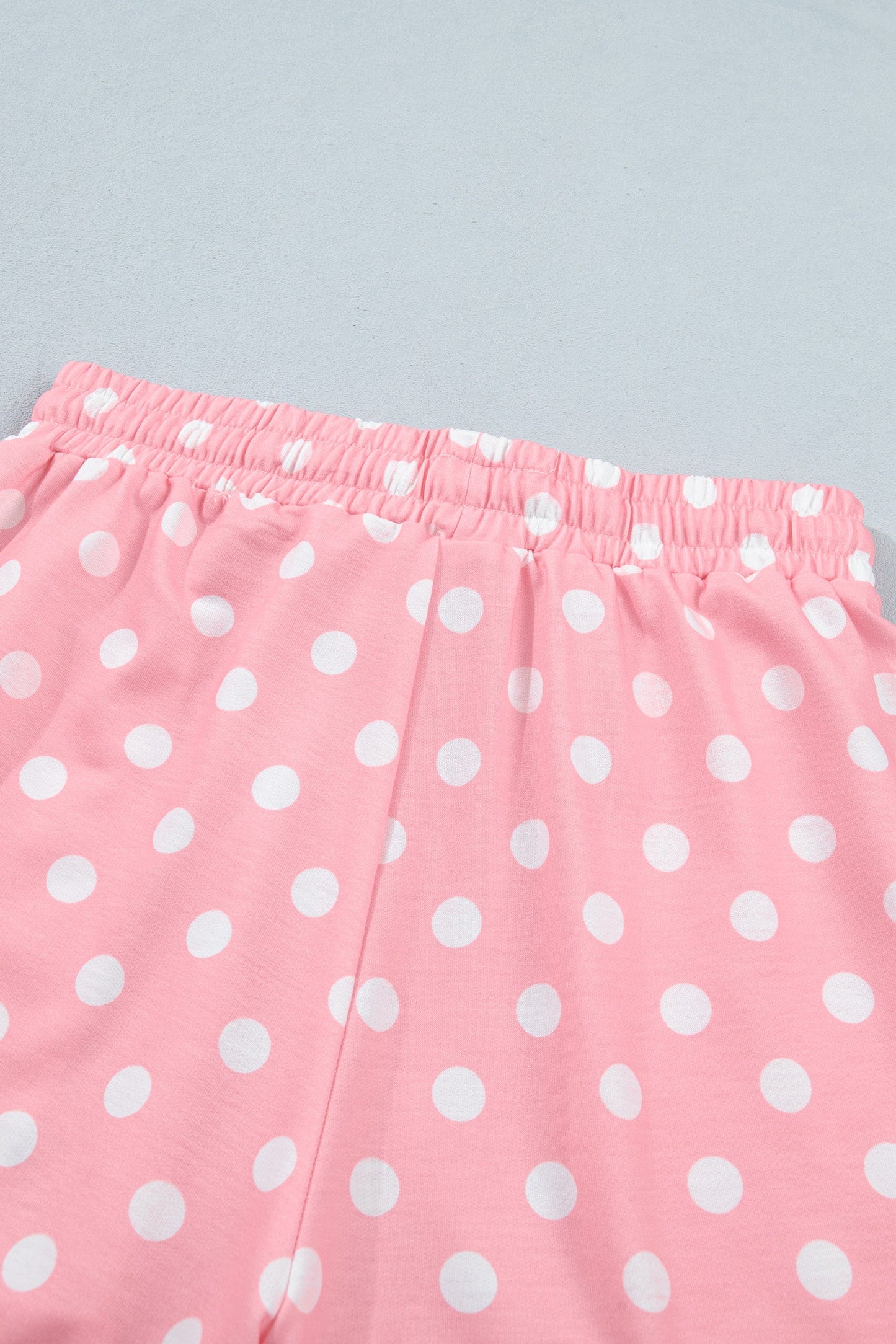 Sky Blue Polka Dot Oversized Top Drawstring Short Set