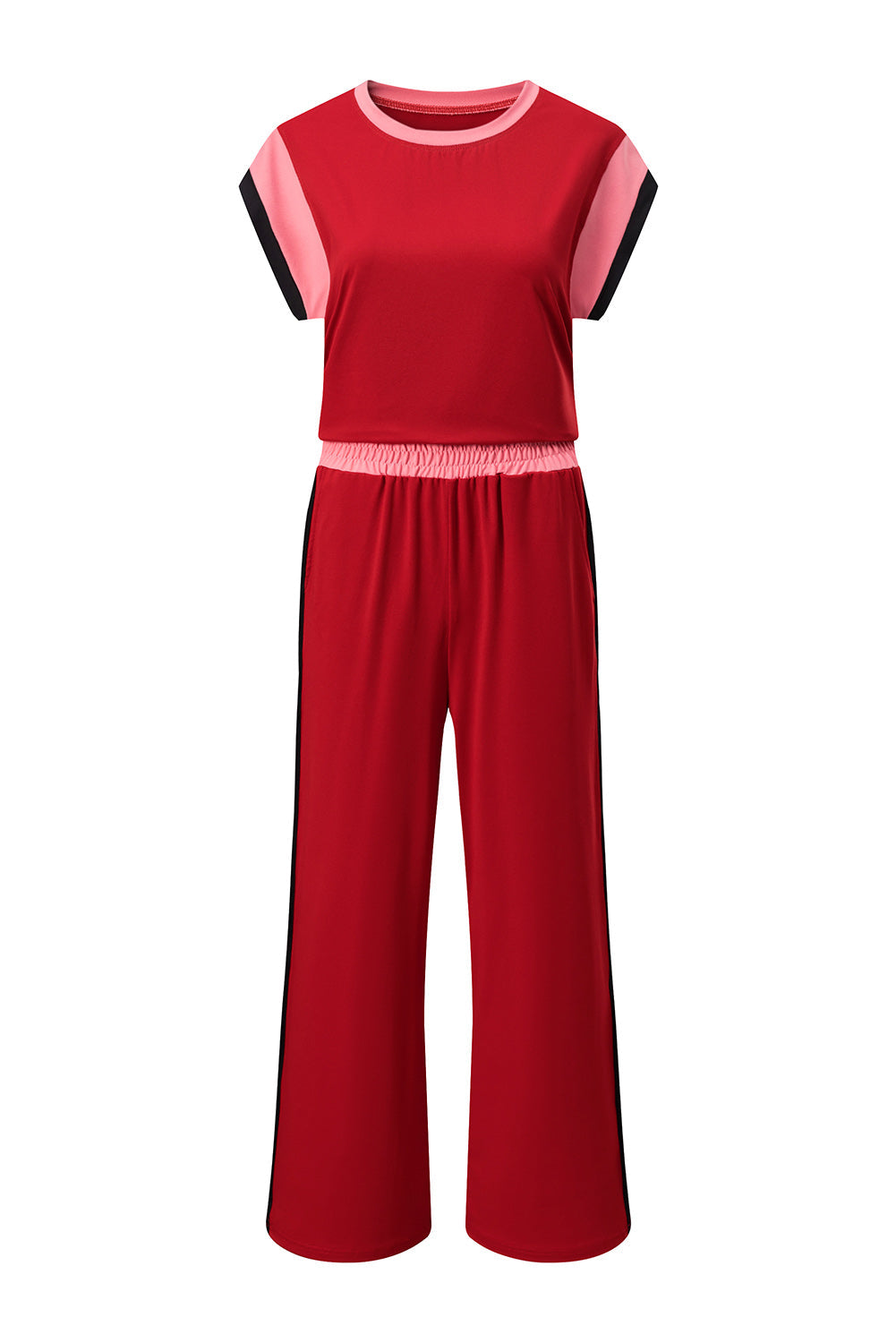 Color Block Detail Casual Two-piece Set