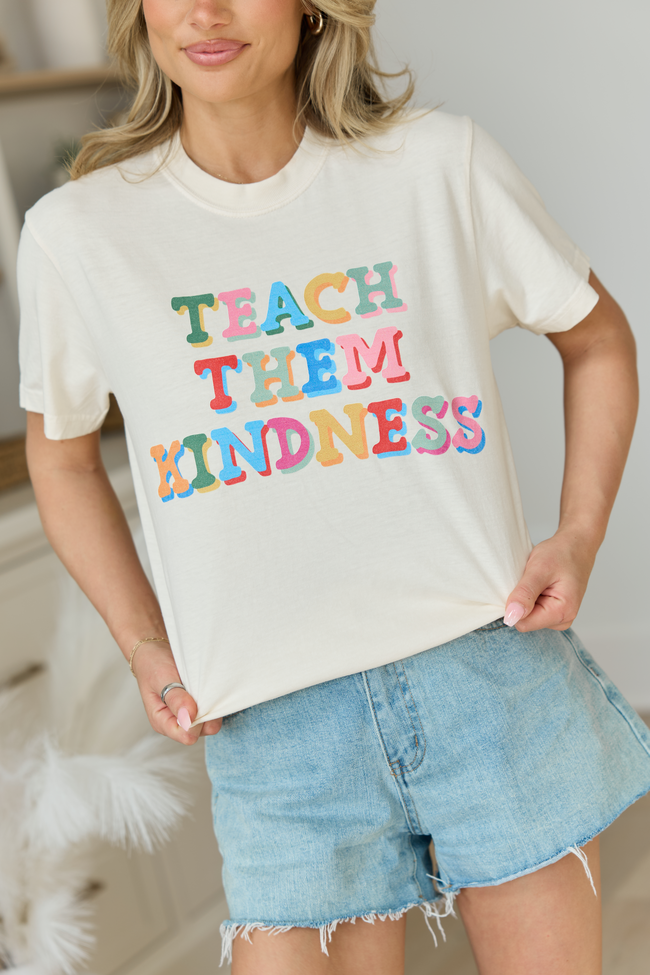 Teach Them Kindness Ivory Comfort Colors Graphic Tee