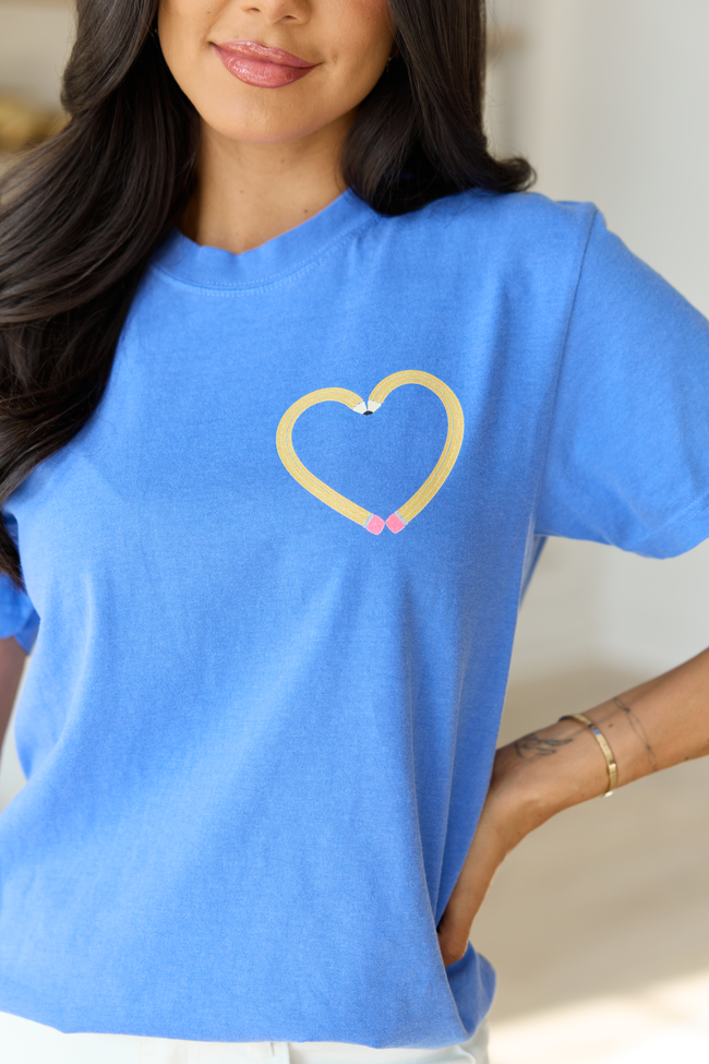 Pencil Heart Blue Comfort Colors Graphic Tee