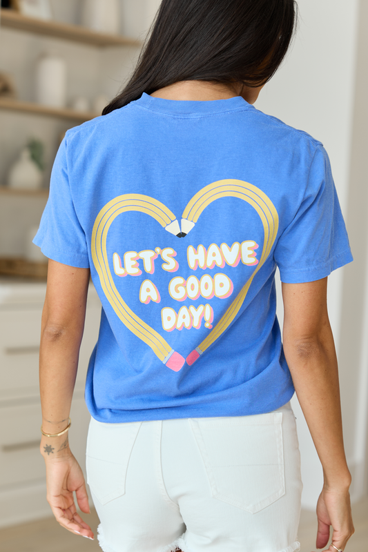 Pencil Heart Blue Comfort Colors Graphic Tee