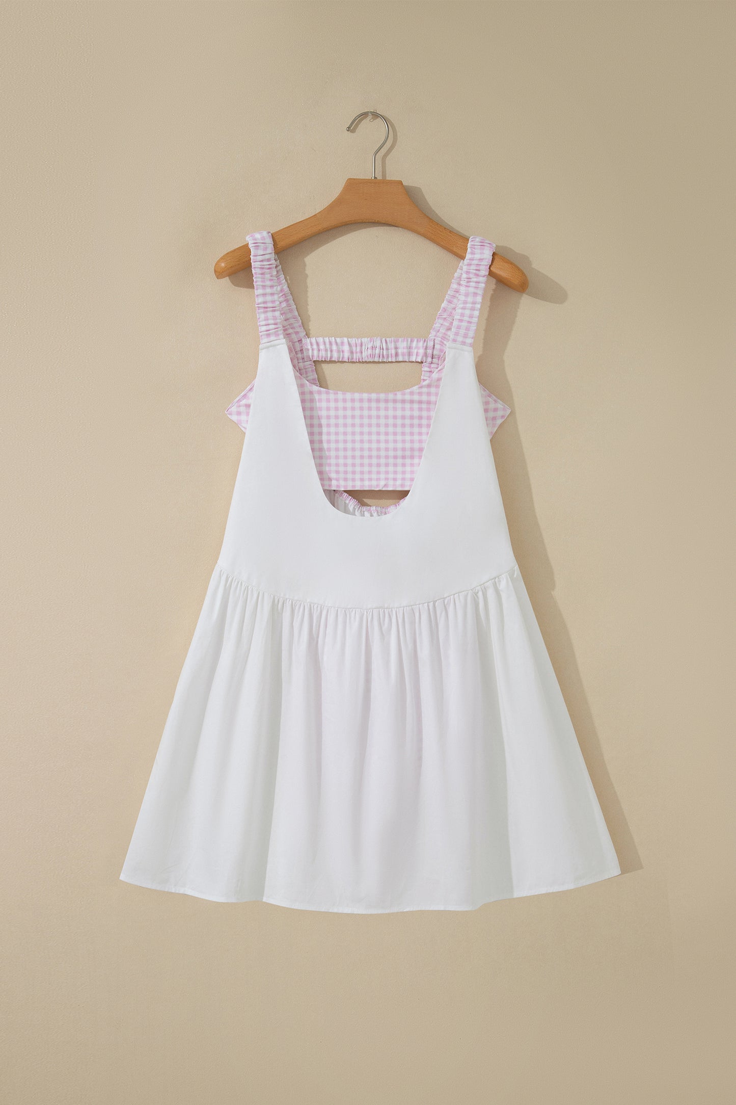 Faux Two Piece Gingham Contrast Mini Dress