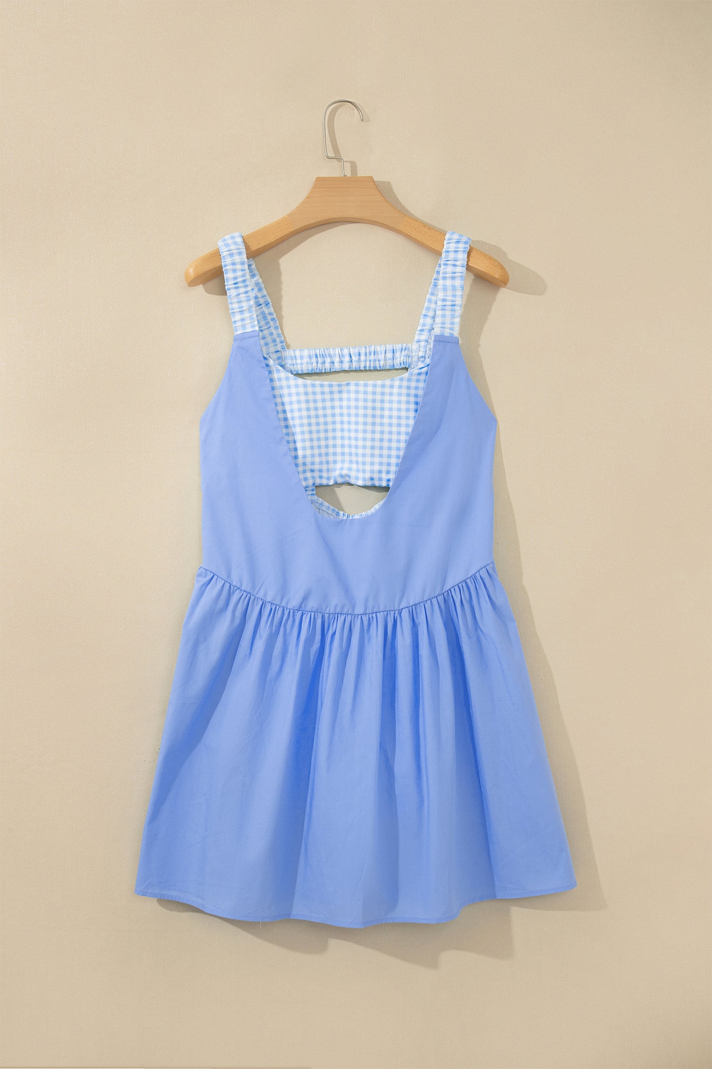 Faux Two Piece Gingham Contrast Mini Dress