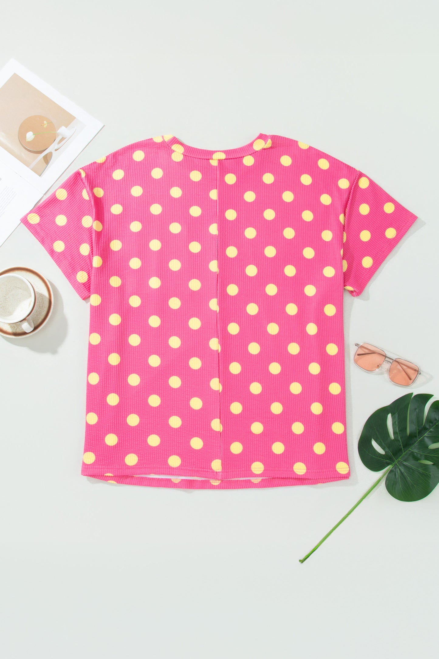 Ribbed Polka Dot Print Tee