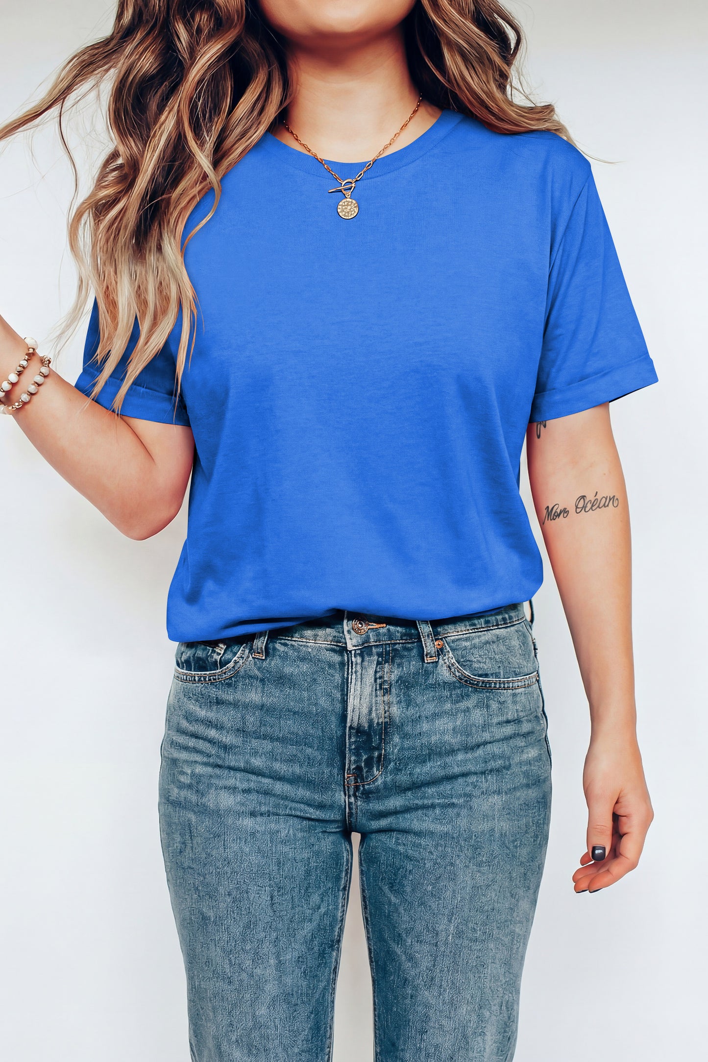 Dearlove Red Casual Plain Crew Neck Tee