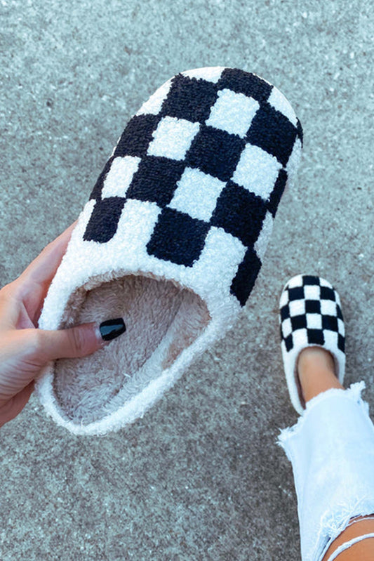 Checkered Print Slip On Slippers