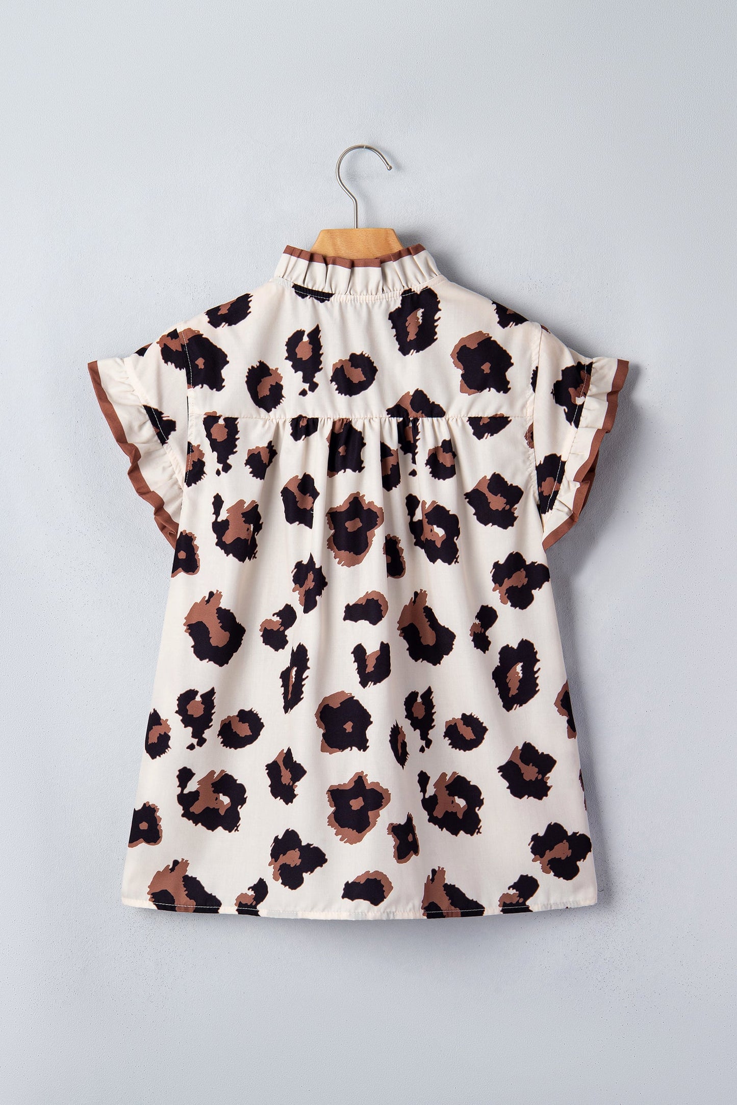 Leopard Printed Ruffle Sleeve Blouse