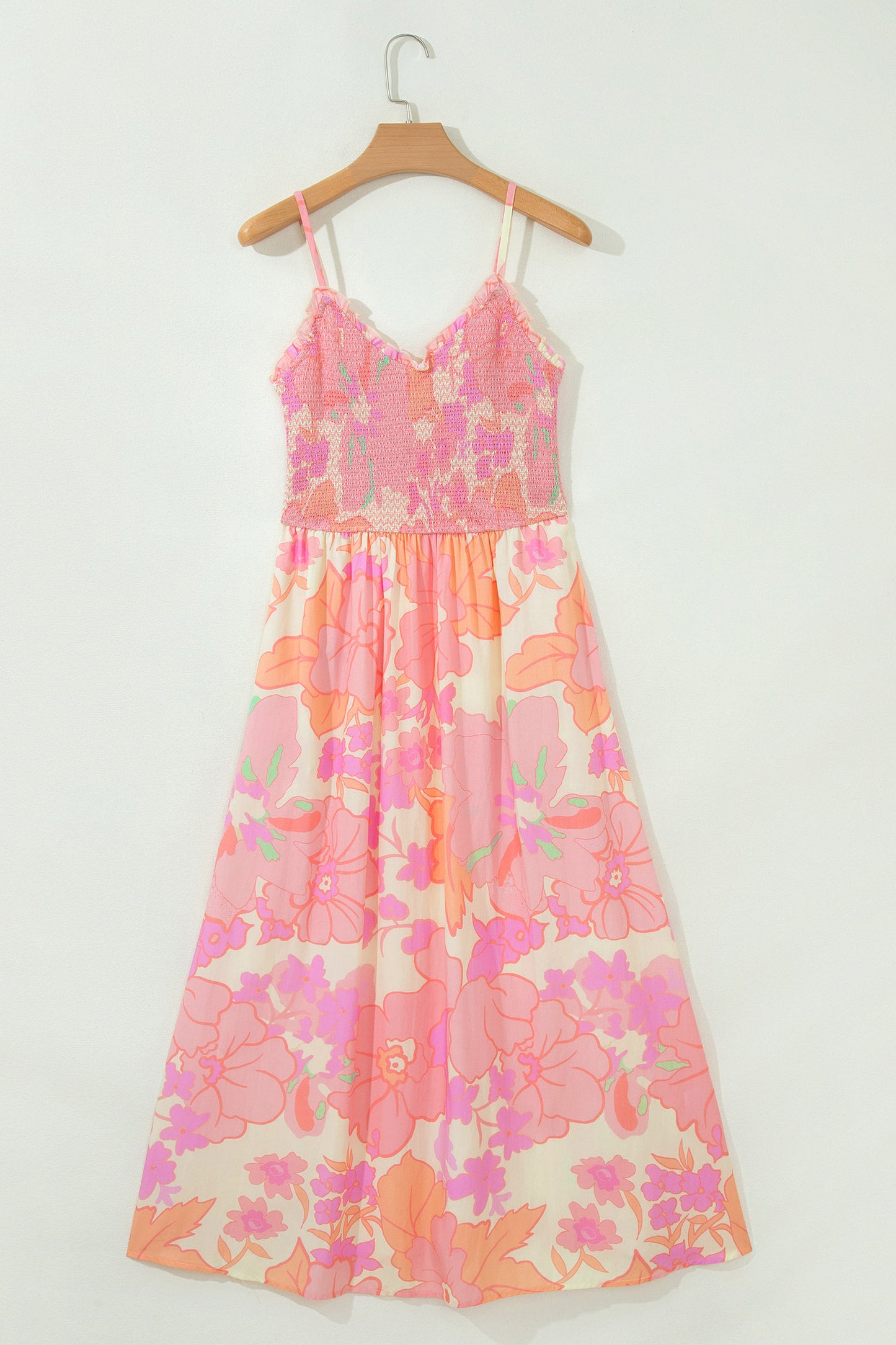 Floral Shirred High Waist Dress