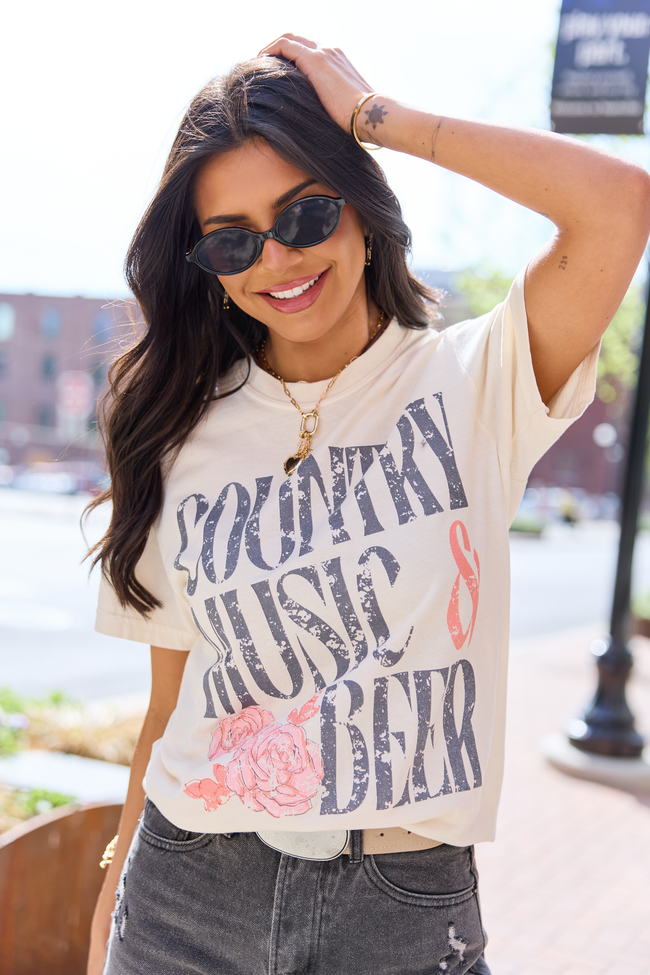 Country Music & Beer Ivory Comfort Colors Graphic Tee