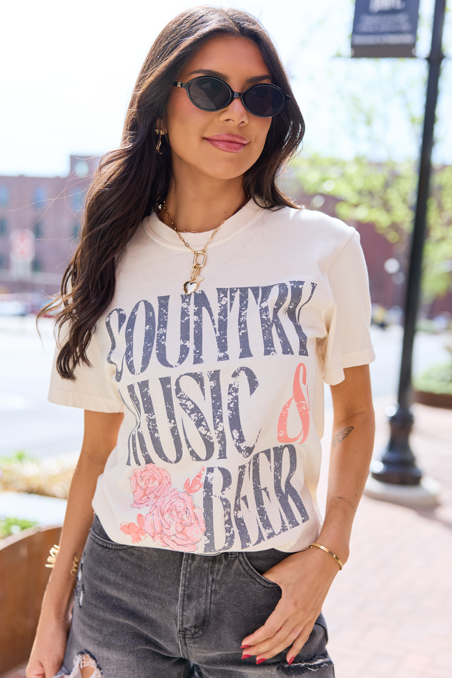 Country Music & Beer Ivory Comfort Colors Graphic Tee