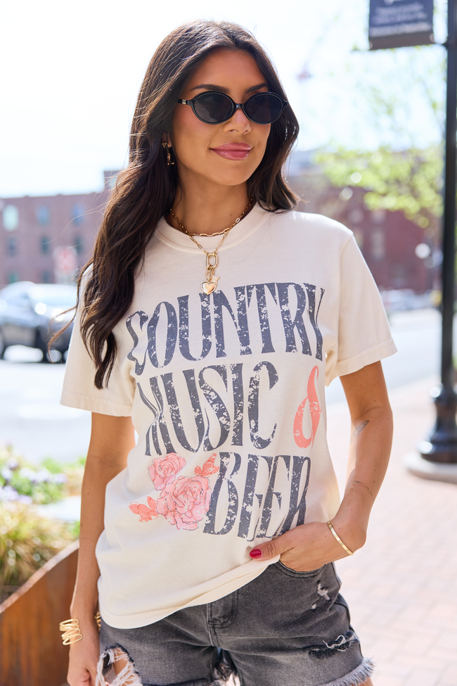 Country Music & Beer Ivory Comfort Colors Graphic Tee