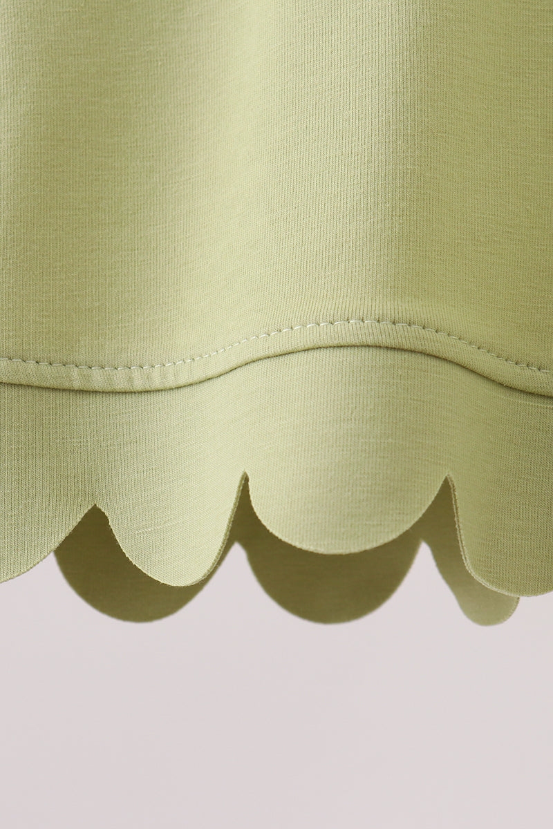 Sage scalloped shorts set